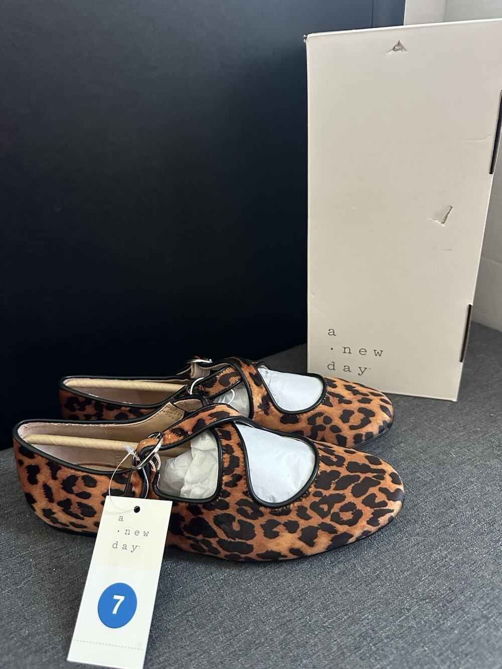 A New Day Tamsin Leopard Print Mary Jane Flats Women’s Size 7 NWT Box